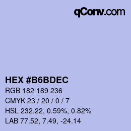 Color code: HEX #B6BDEC | qconv.com