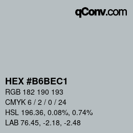 カラーコード: HEX #B6BEC1 | qconv.com