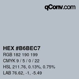 Color code: HEX #B6BEC7 | qconv.com