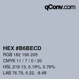 Color code: HEX #B6BECD | qconv.com