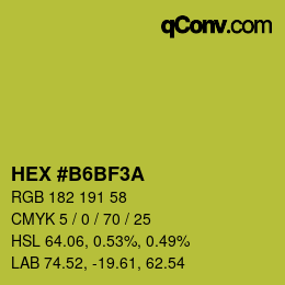 Color code: HEX #B6BF3A | qconv.com