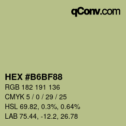 颜色代码: HEX #B6BF88 | qconv.com