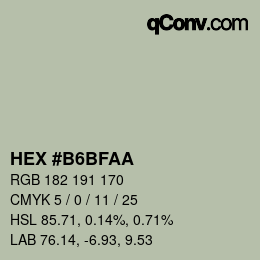 Color code: HEX #B6BFAA | qconv.com
