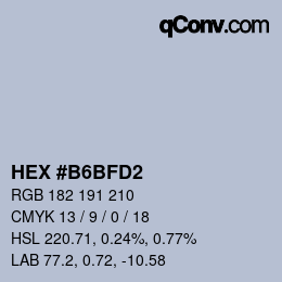 カラーコード: HEX #B6BFD2 | qconv.com
