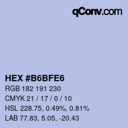 Color code: HEX #B6BFE6 | qconv.com