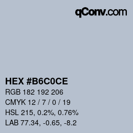 Farbcode: HEX #B6C0CE | qconv.com