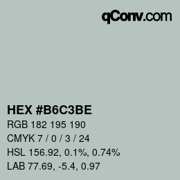 カラーコード: HEX #B6C3BE | qconv.com