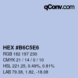 カラーコード: HEX #B6C5E6 | qconv.com