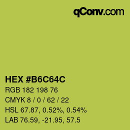 カラーコード: HEX #B6C64C | qconv.com