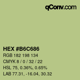 Farbcode: HEX #B6C686 | qconv.com