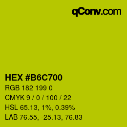 颜色代码: HEX #B6C700 | qconv.com