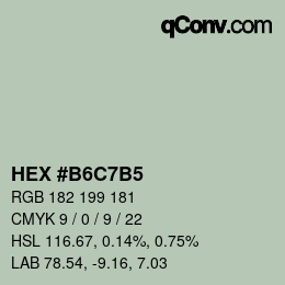 颜色代码: HEX #B6C7B5 | qconv.com