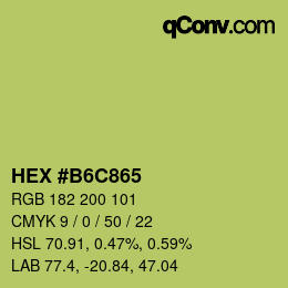 颜色代码: HEX #B6C865 | qconv.com