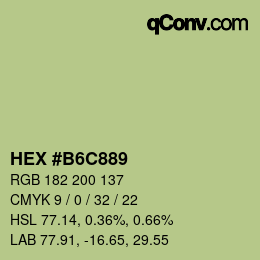 Color code: HEX #B6C889 | qconv.com