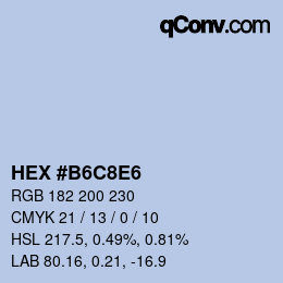 カラーコード: HEX #B6C8E6 | qconv.com
