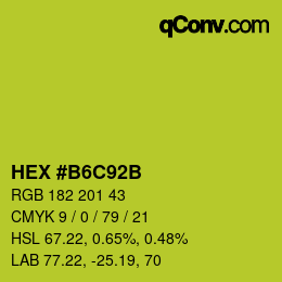カラーコード: HEX #B6C92B | qconv.com