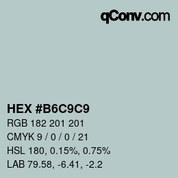 颜色代码: HEX #B6C9C9 | qconv.com