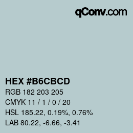 Color code: HEX #B6CBCD | qconv.com