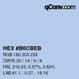 Farbcode: HEX #B6CBEB | qconv.com