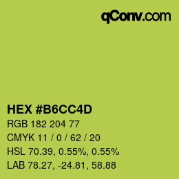 カラーコード: HEX #B6CC4D | qconv.com
