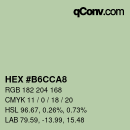 颜色代码: HEX #B6CCA8 | qconv.com