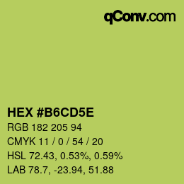 カラーコード: HEX #B6CD5E | qconv.com