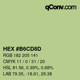 カラーコード: HEX #B6CD8D | qconv.com