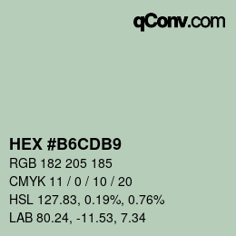 Color code: HEX #B6CDB9 | qconv.com