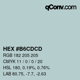 カラーコード: HEX #B6CDCD | qconv.com
