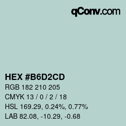 Color code: HEX #B6D2CD | qconv.com