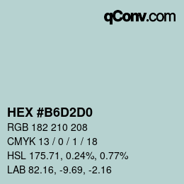 Color code: HEX #B6D2D0 | qconv.com