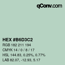 Color code: HEX #B6D3C2 | qconv.com