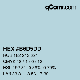 Farbcode: HEX #B6D5DD | qconv.com