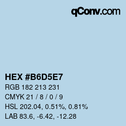 颜色代码: HEX #B6D5E7 | qconv.com