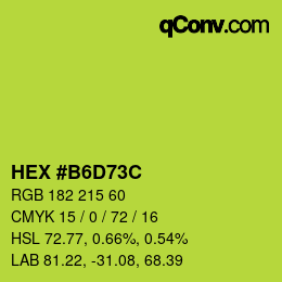 颜色代码: HEX #B6D73C | qconv.com