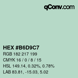 カラーコード: HEX #B6D9C7 | qconv.com