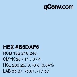 カラーコード: HEX #B6DAF6 | qconv.com