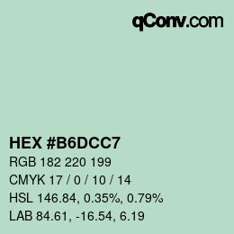 Color code: HEX #B6DCC7 | qconv.com