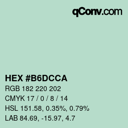 Color code: HEX #B6DCCA | qconv.com