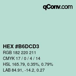 Color code: HEX #B6DCD3 | qconv.com