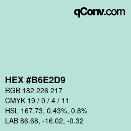 颜色代码: HEX #B6E2D9 | qconv.com