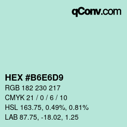 Color code: HEX #B6E6D9 | qconv.com