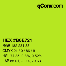 カラーコード: HEX #B6E721 | qconv.com