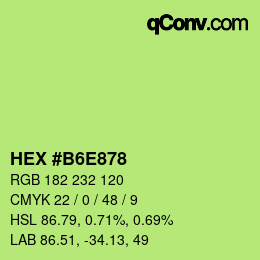 颜色代码: HEX #B6E878 | qconv.com