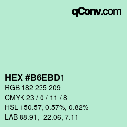 Farbcode: HEX #B6EBD1 | qconv.com