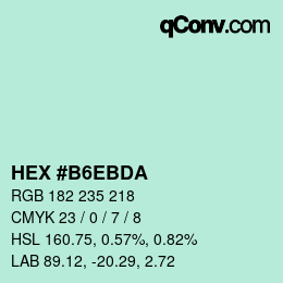 Farbcode: HEX #B6EBDA | qconv.com