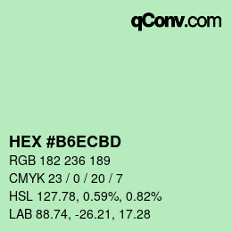 Color code: HEX #B6ECBD | qconv.com