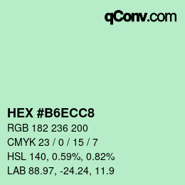 Color code: HEX #B6ECC8 | qconv.com