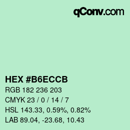 Color code: HEX #B6ECCB | qconv.com