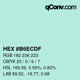 Color code: HEX #B6ECDF | qconv.com